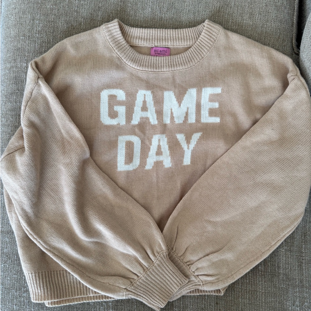 miami Beige Scoop Neck 'GAME DAY' Knit Pullover